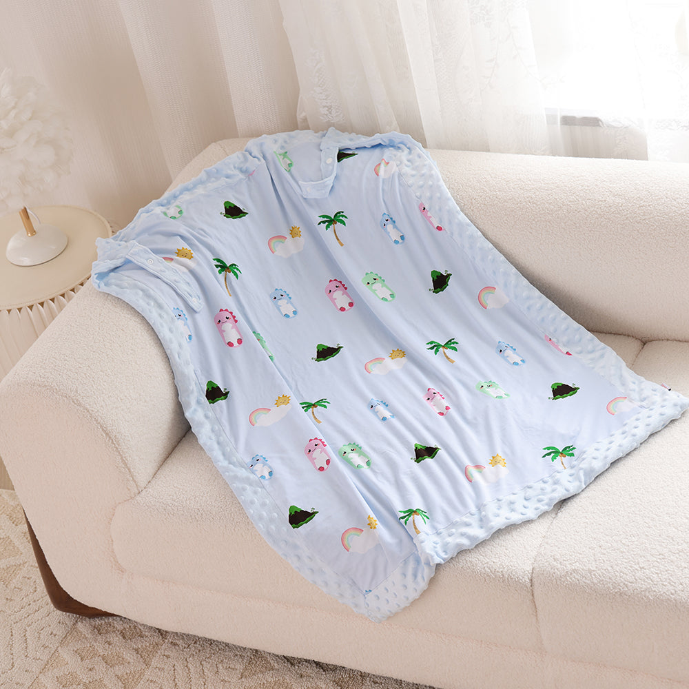 Blue Dino Minky Blanket