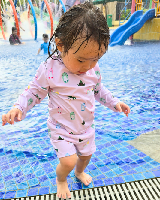 Pink Dino 3pc Swimsuit Set