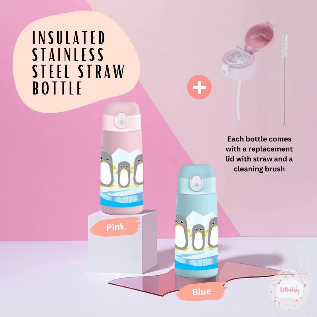 Insulated Water Bottle with Straw for Kids - Stay Hydrated!