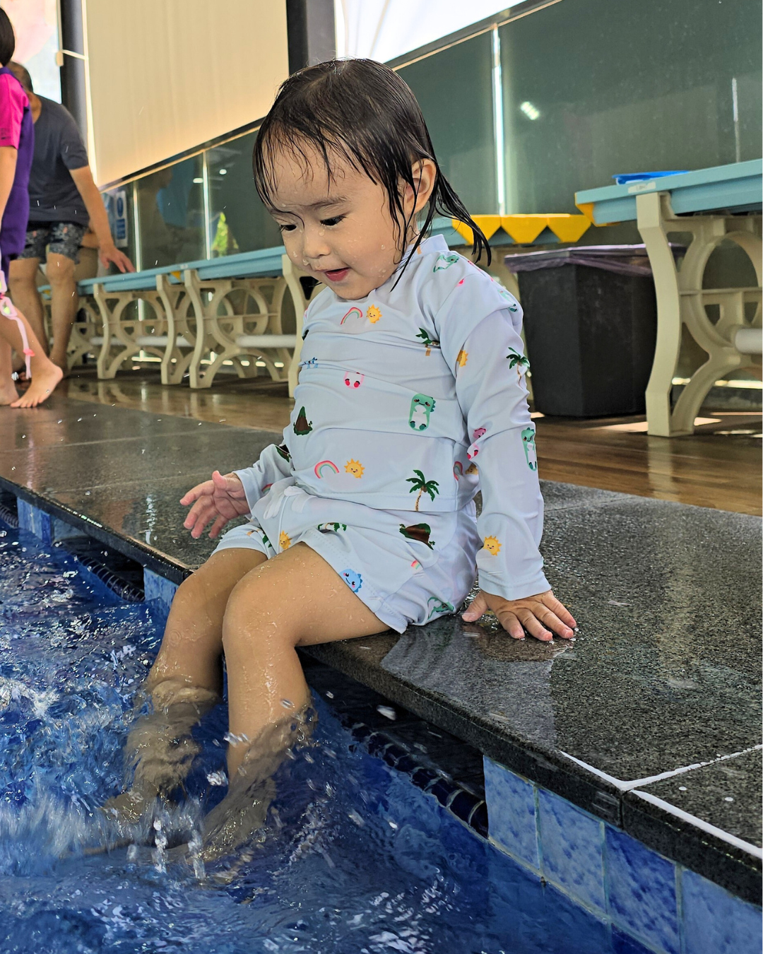 Blue Dino 3pc Swimsuit Set