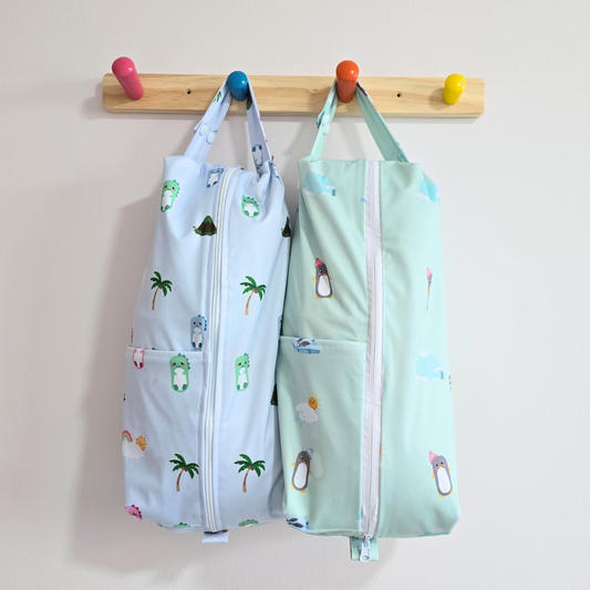 Blue Dino Reversible Wet Bag / Diaper Bag