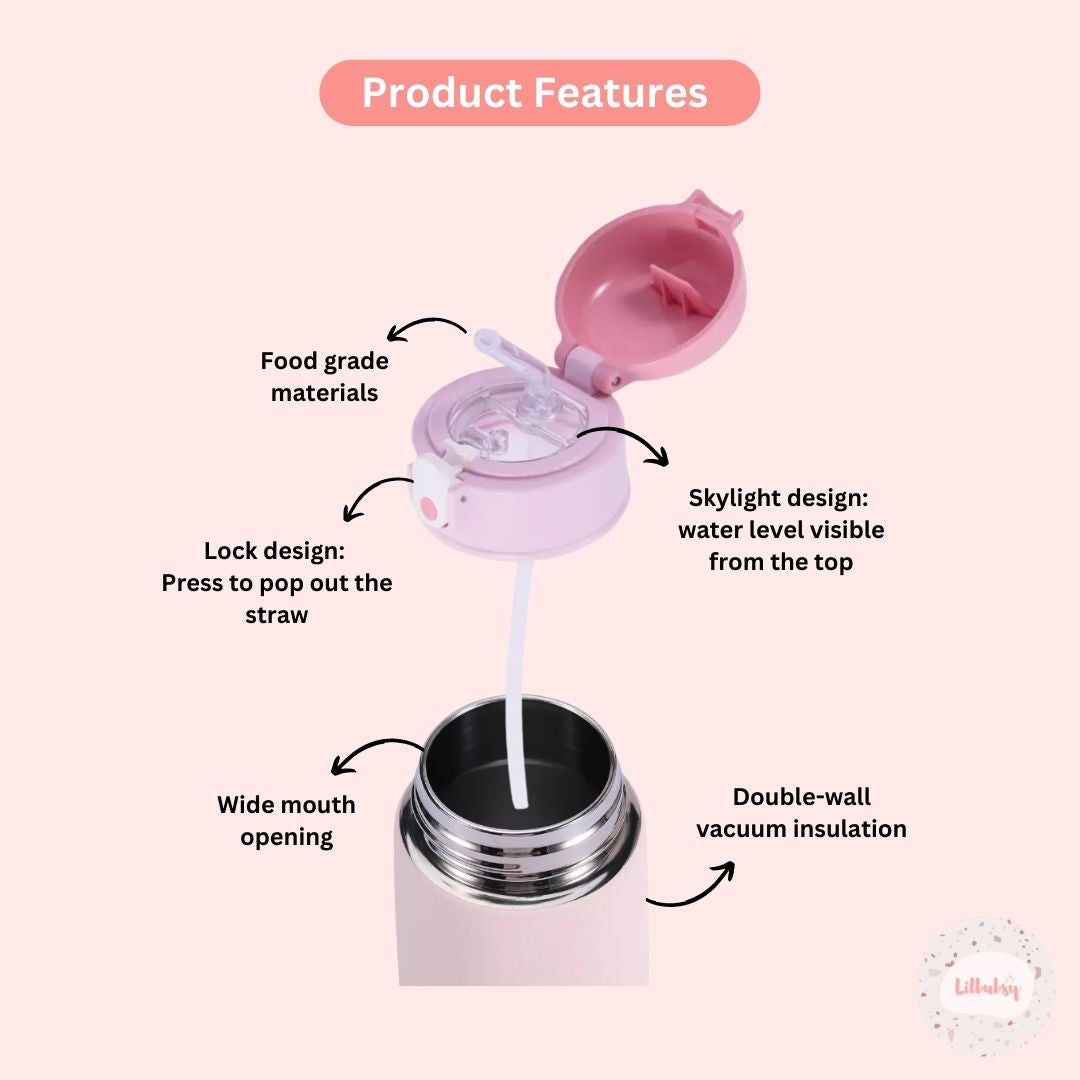 Insulated Water Bottle with Straw for Kids - Stay Hydrated!