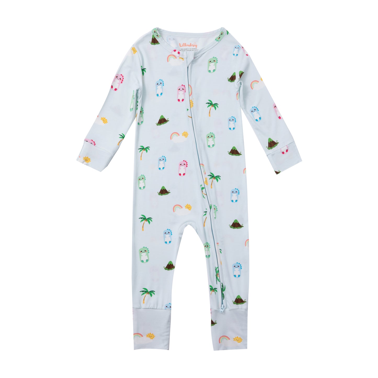 Blue Dino Bamboo Sleepsuit