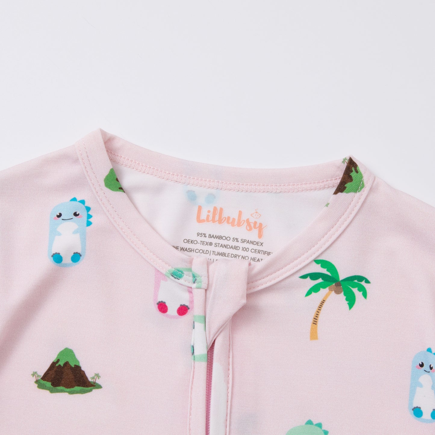 Pink Dino Bamboo Sleepsuit
