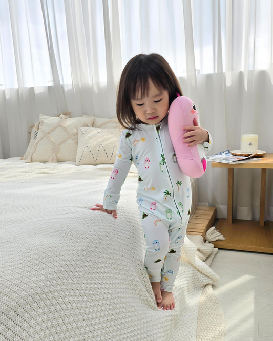Blue Dino Bamboo Sleepsuit