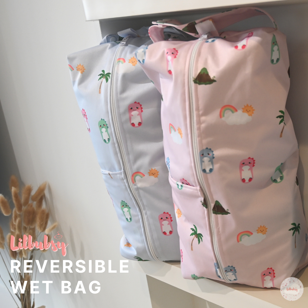 Reversible Wet Bag / Diaper Bag (Dino / Penguins)