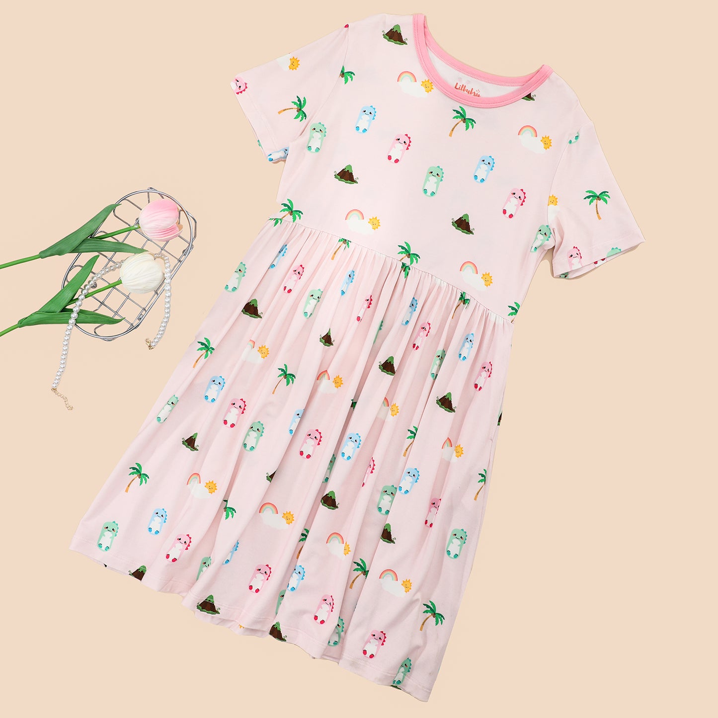 Pink Dino Everyday Dress