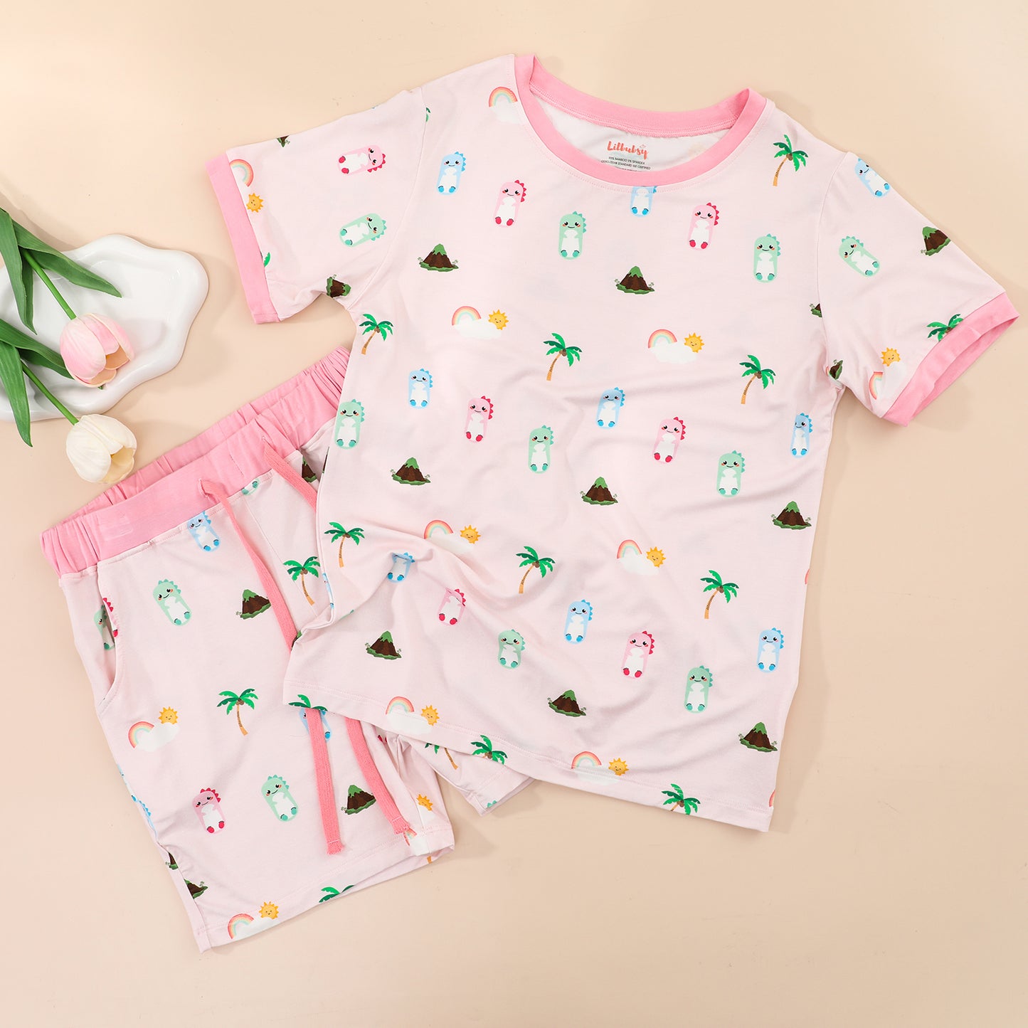 Pink Dino Bamboo Daywear