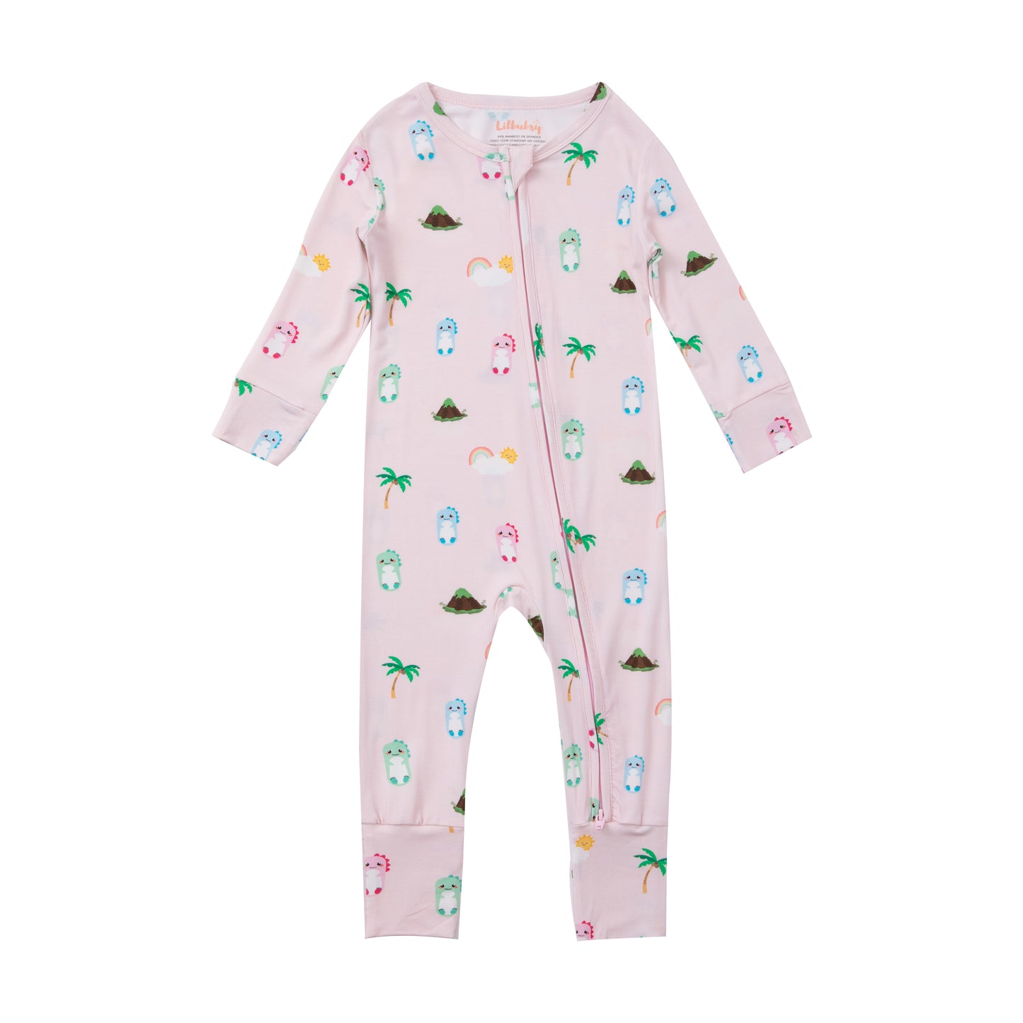 Pink Dino Bamboo Sleepsuit