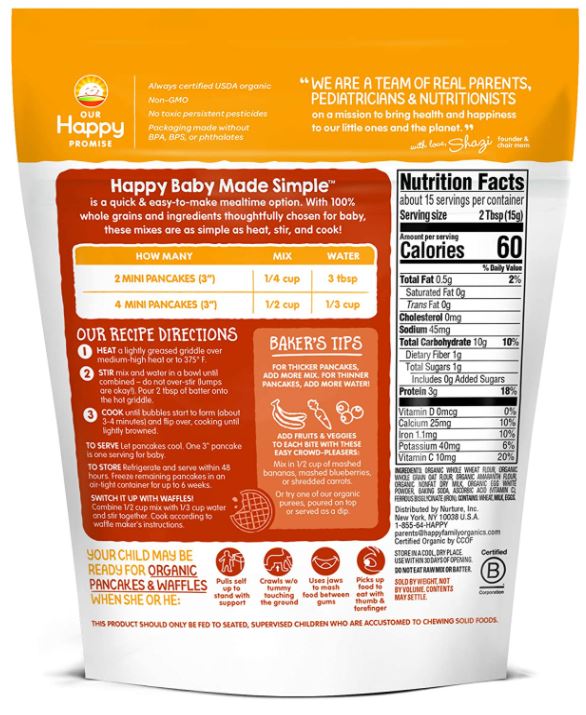 Happy Baby Organics Pancake & Waffle Mix / Muffin Mix (8 Ounce Pack) –  Lilbubsy